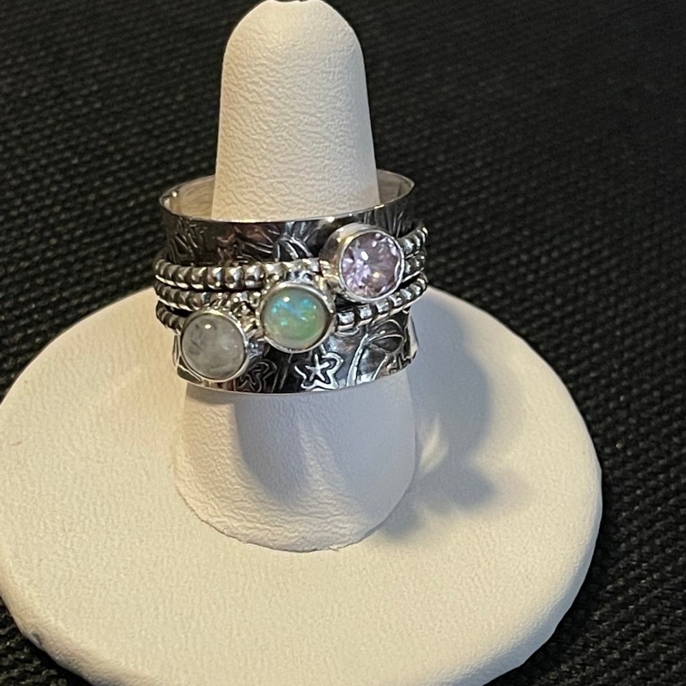 Moonstone spinner ring